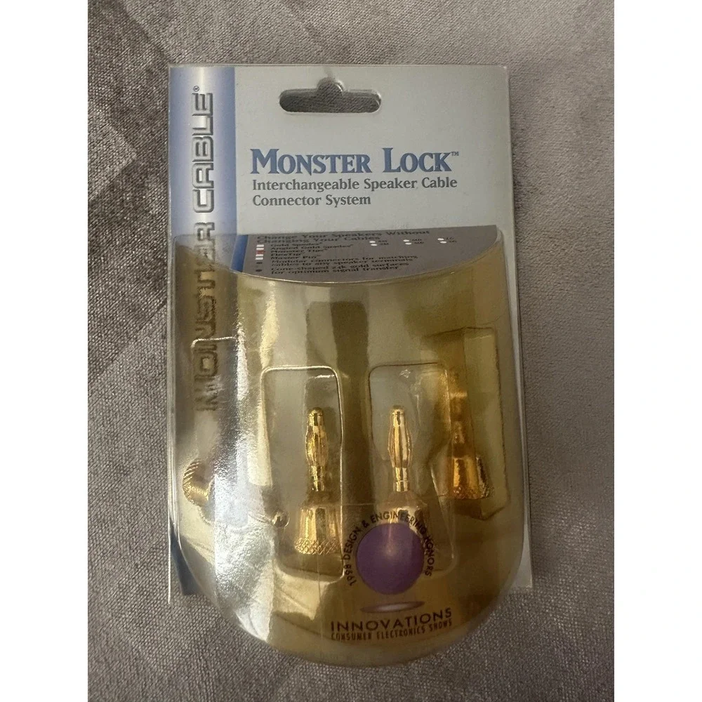 Vintage Monster Cable Monster Lock Speaker Cable Tips 2 Pair‎ Gold Connectors