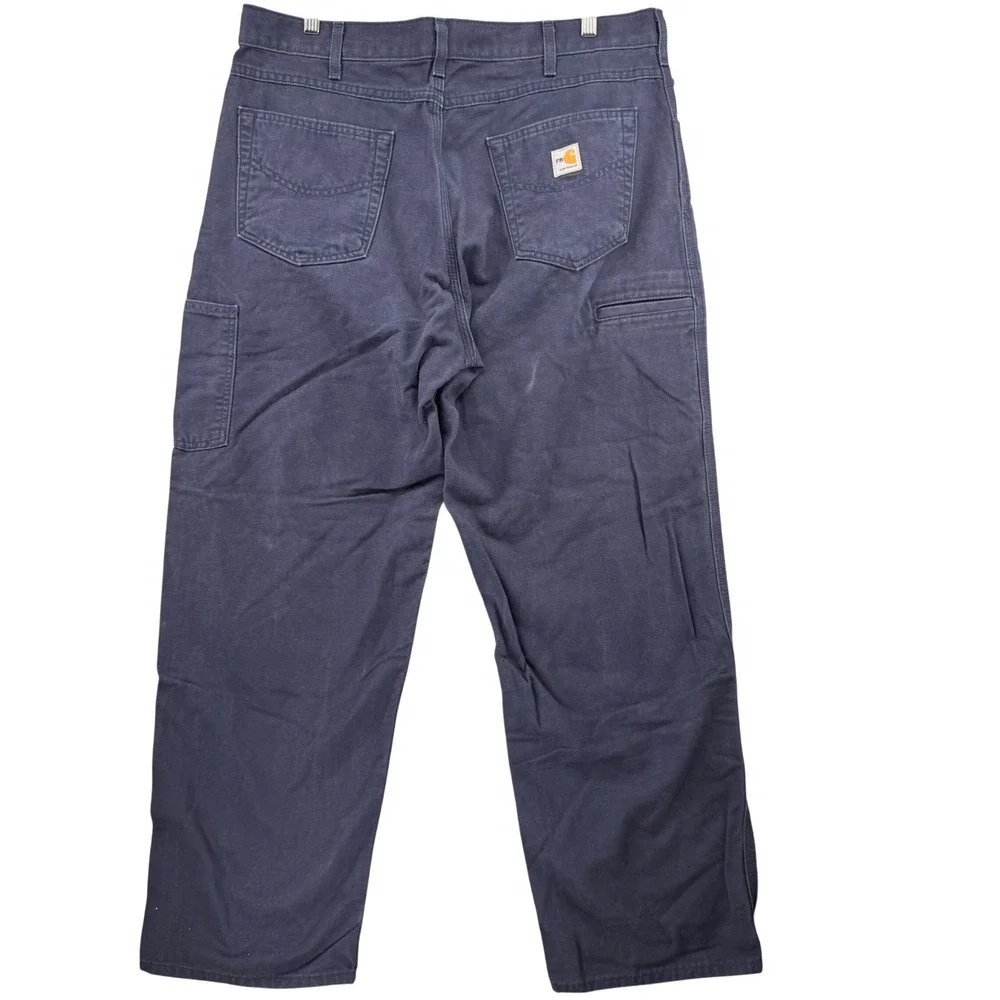 Carhartt FR Work Pants Mens 38x30 Blue Flame Resistant Canvas FRB159-DNY