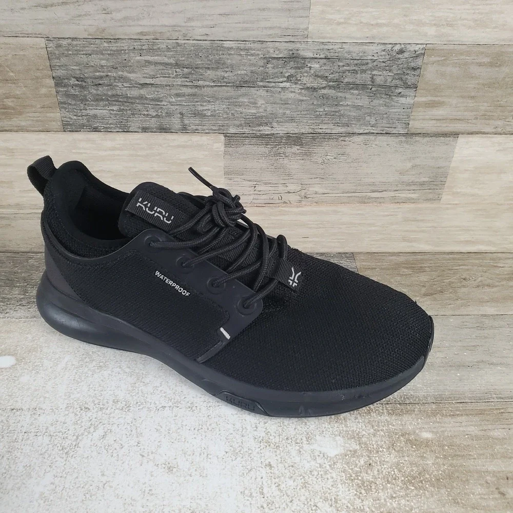 Kuru Atom Mens Shoes‎ Sz 9.5 Athletic Running Jet Black Mesh Lace Up Sneakers