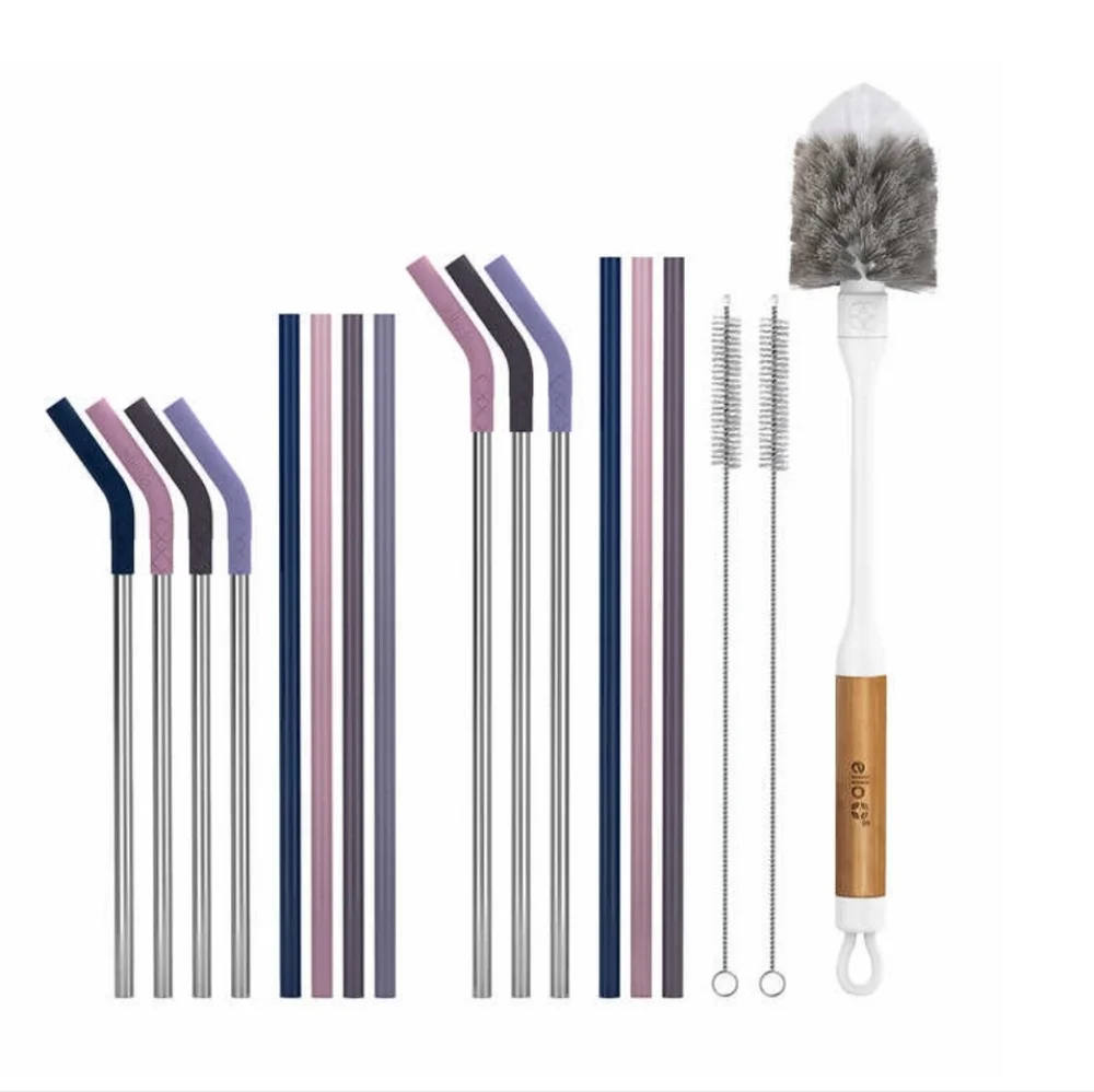 Ello 17-piece Straw and Bottle Brush Set
