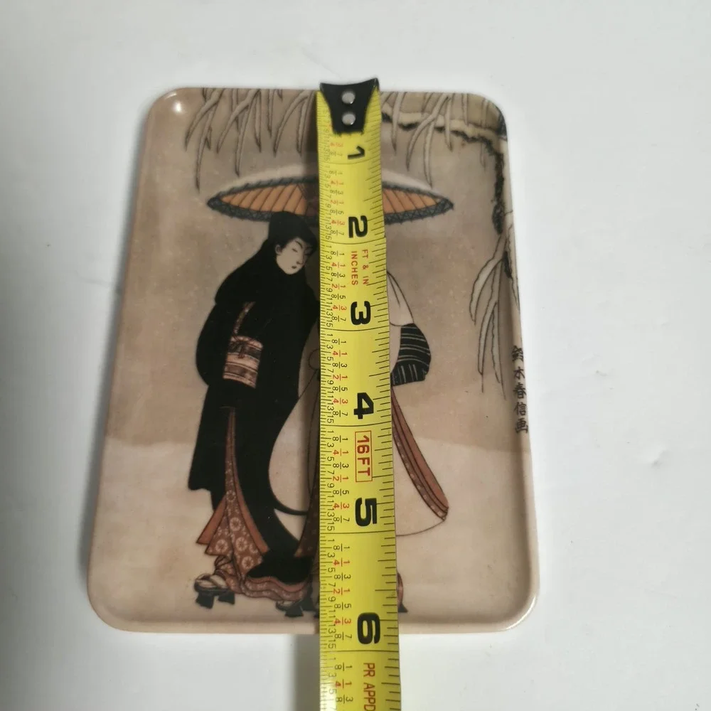 Vintage Decorative Crafts Melamine Tray Suzuki Harunobu Crow Heron Made in Italy