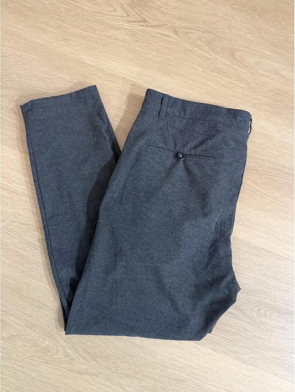 Zara Men’s Textured Straight-Leg Dress Trousers Charcoal Gray Size 34