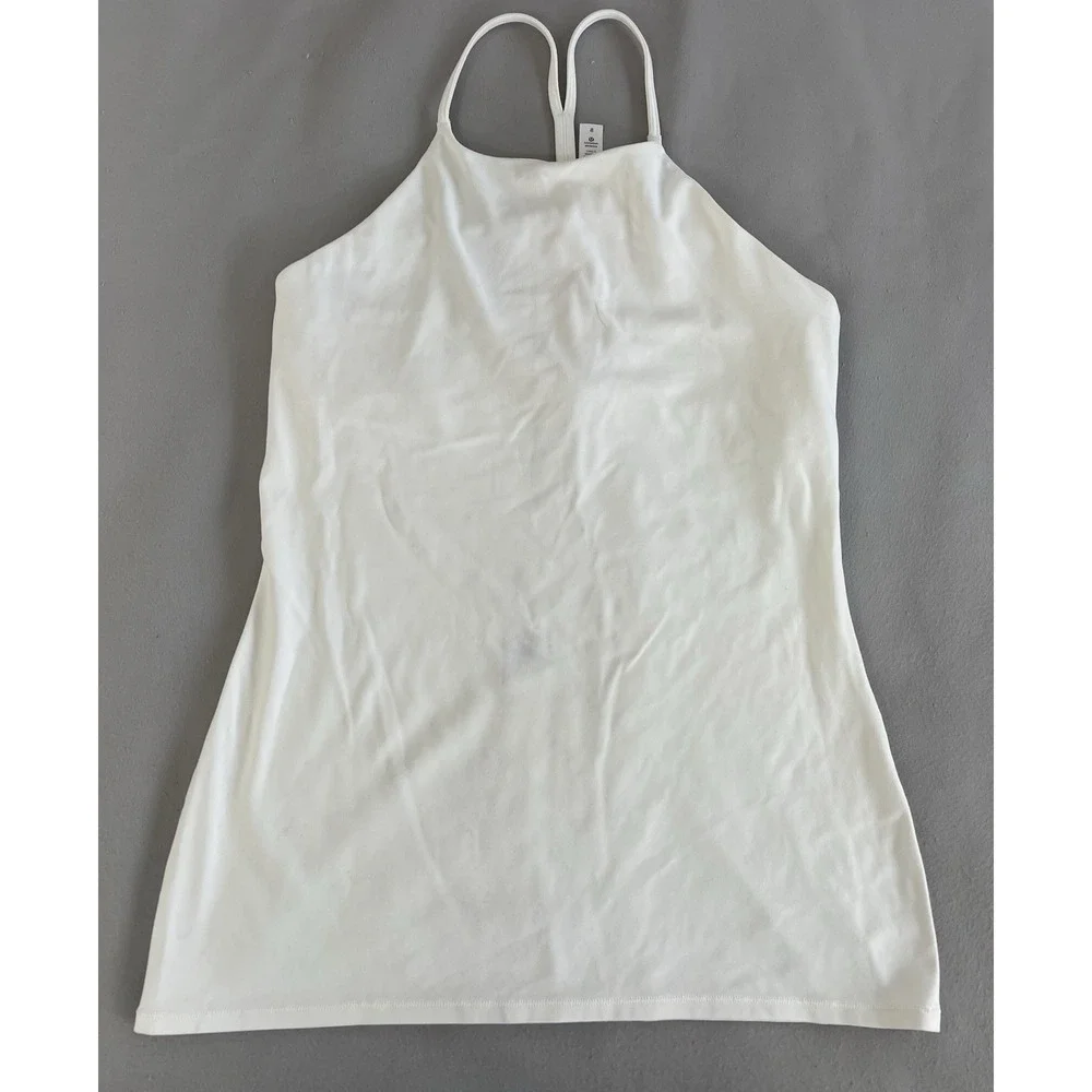 Lululemon Womens White Tank‎ Top Sz 8 Gym Training