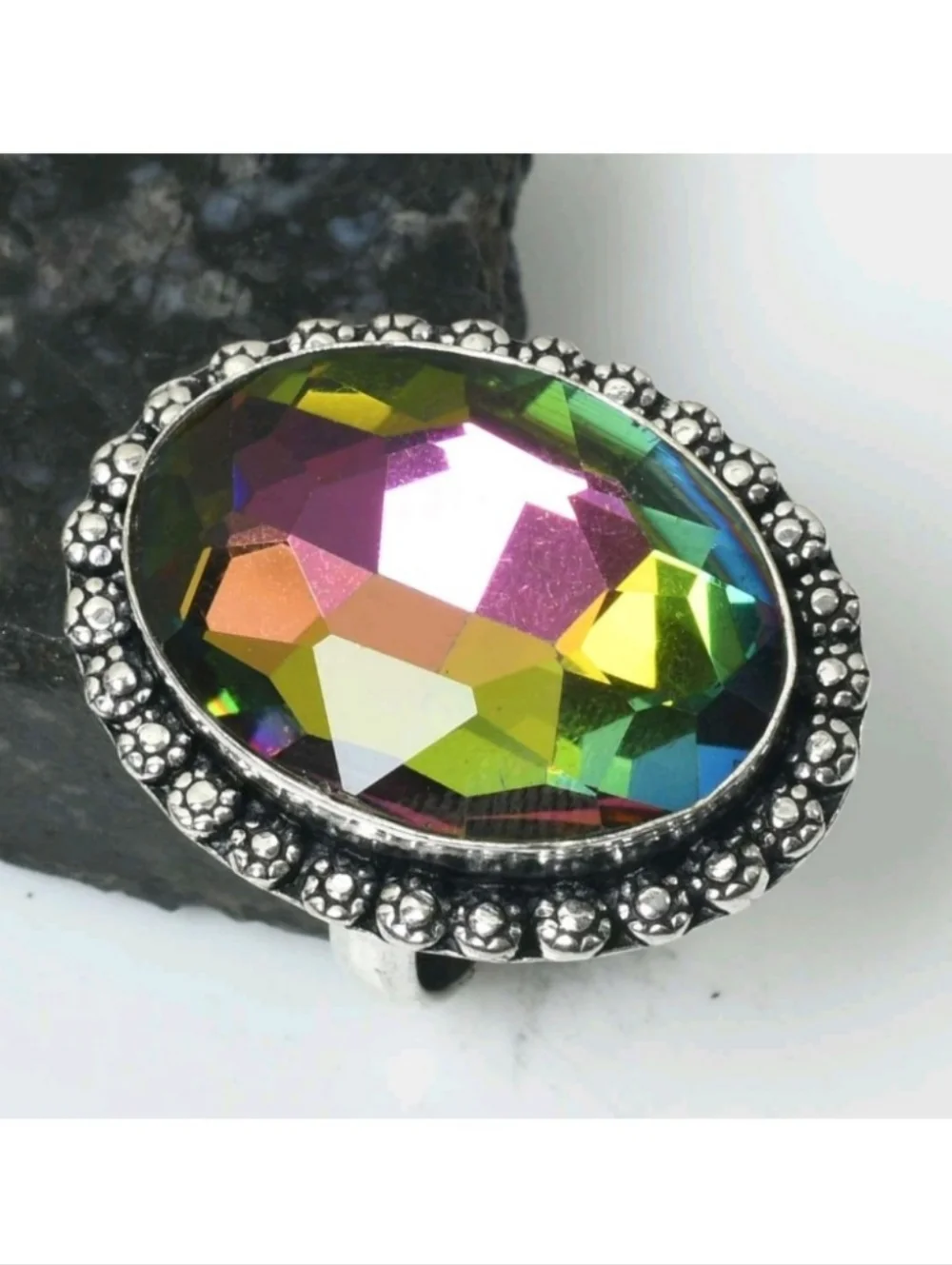 Mystic Topaz Gemstone Jewelry 925 Sterling Silver Handmade Ring