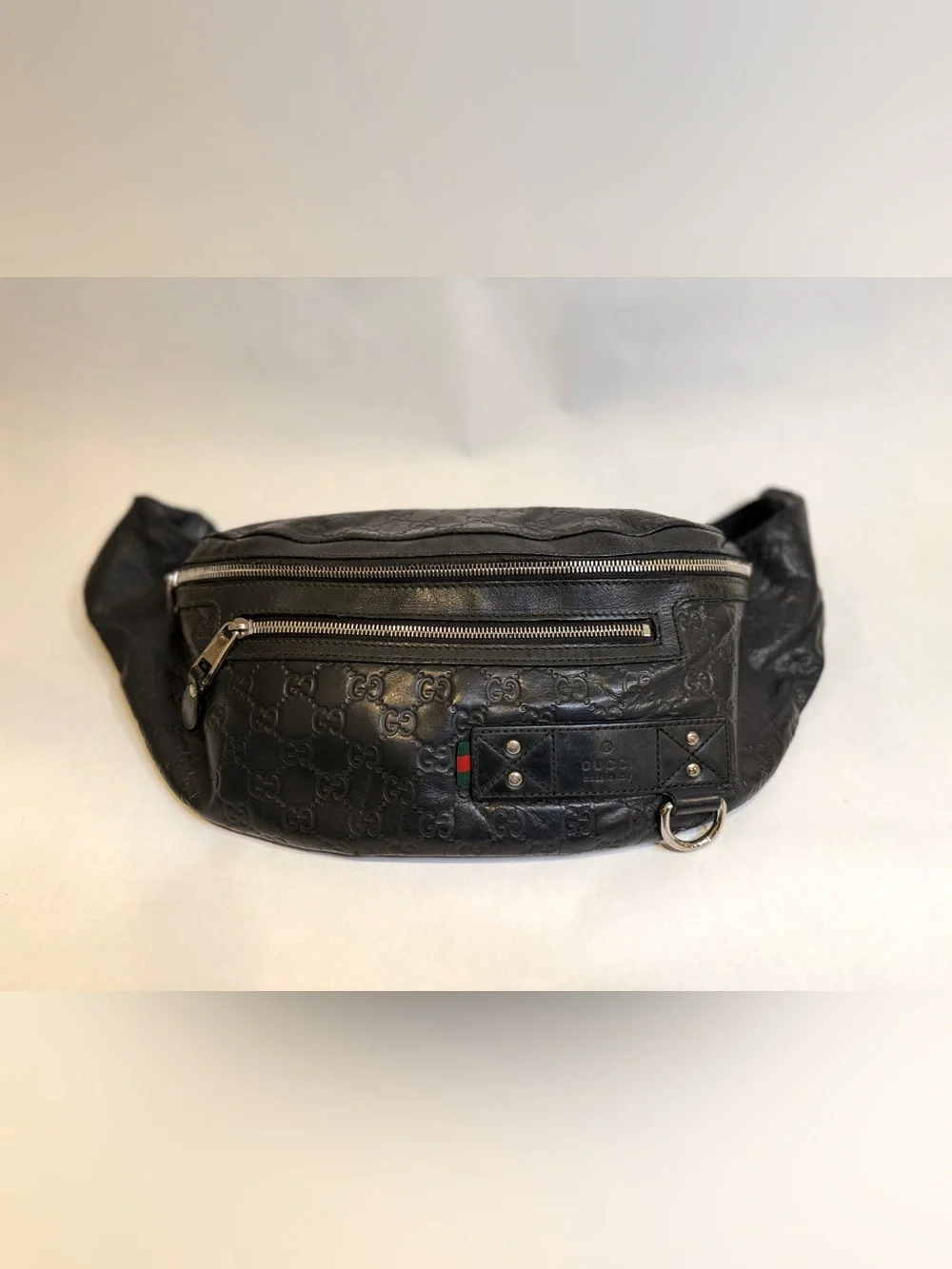 Gucci Black GG Embossed Leather Belt Bag bumbag