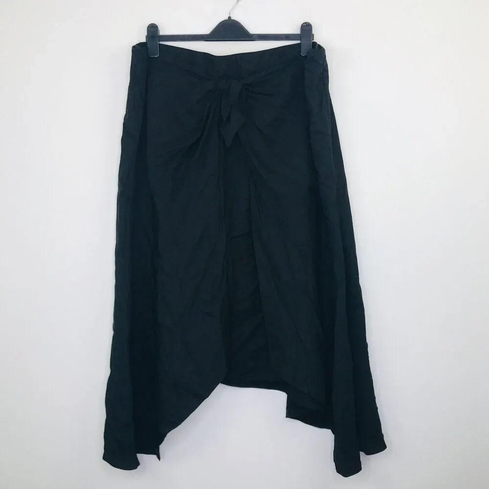 Estelle Women's 3X Skirt Black Solid Roma Midi Wrap Tie Waist Elastic Waist BY2