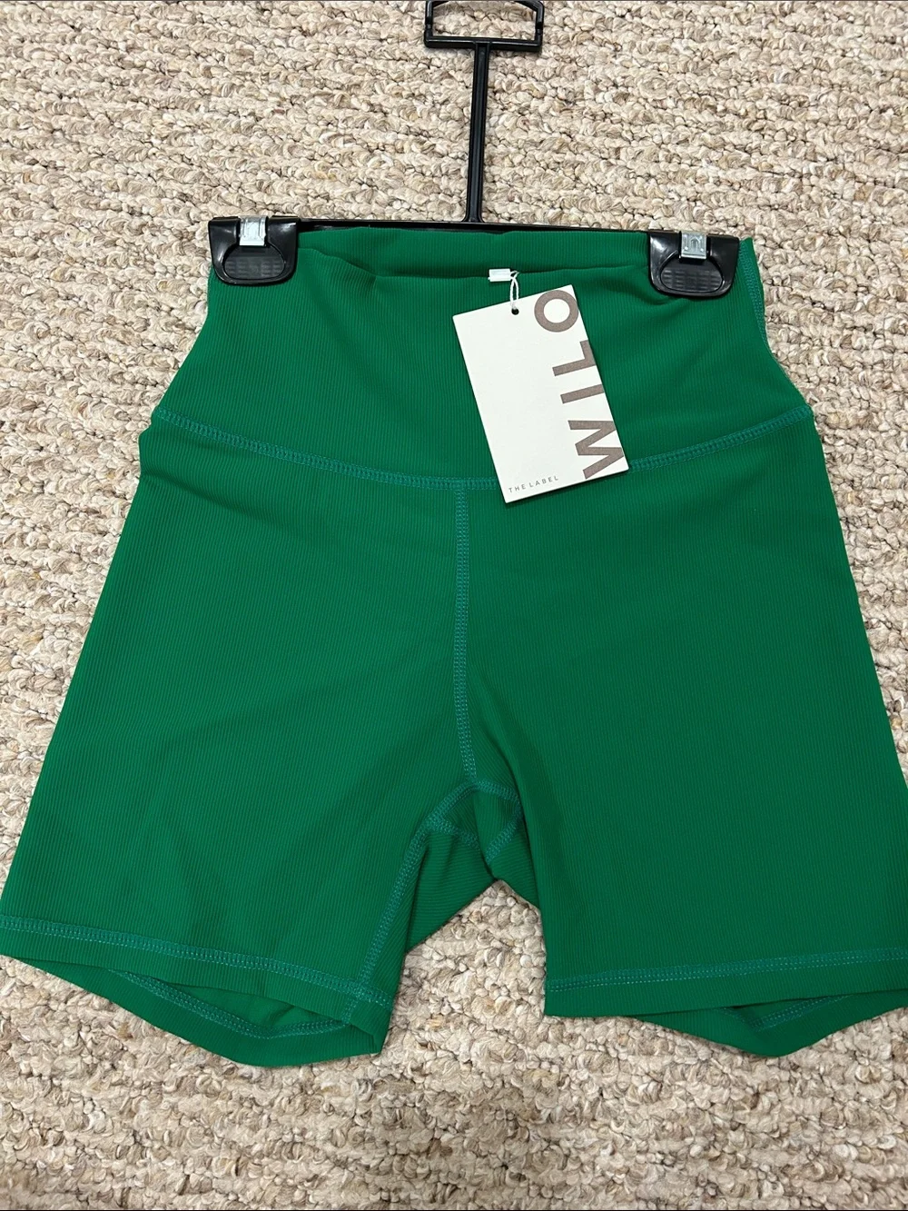 Willow Ribbed High-Waist Shorts — Green