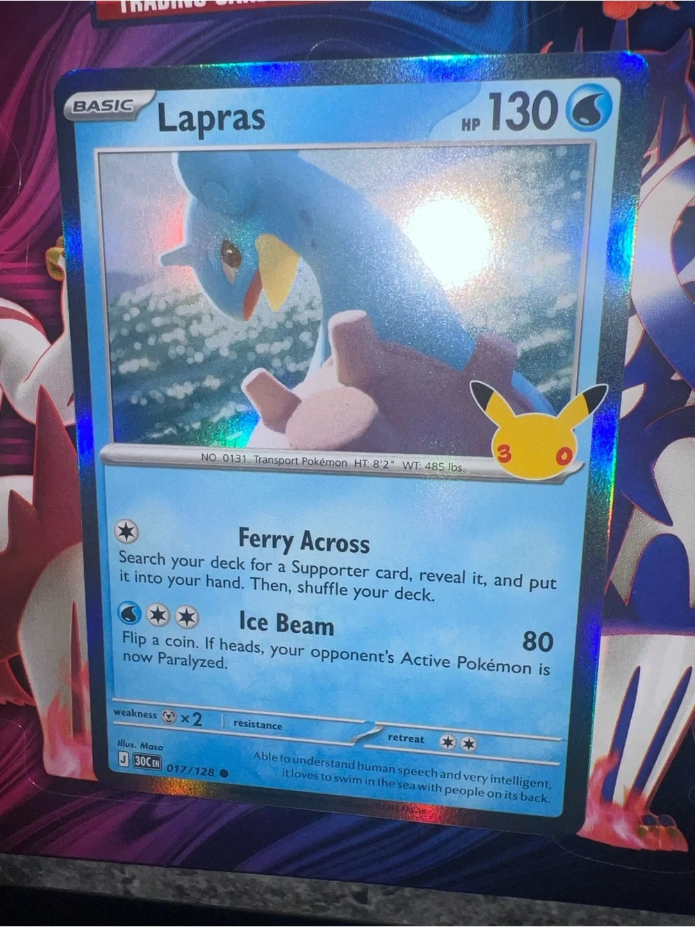 Pokemon Lapras Holographic Blue Collector Card