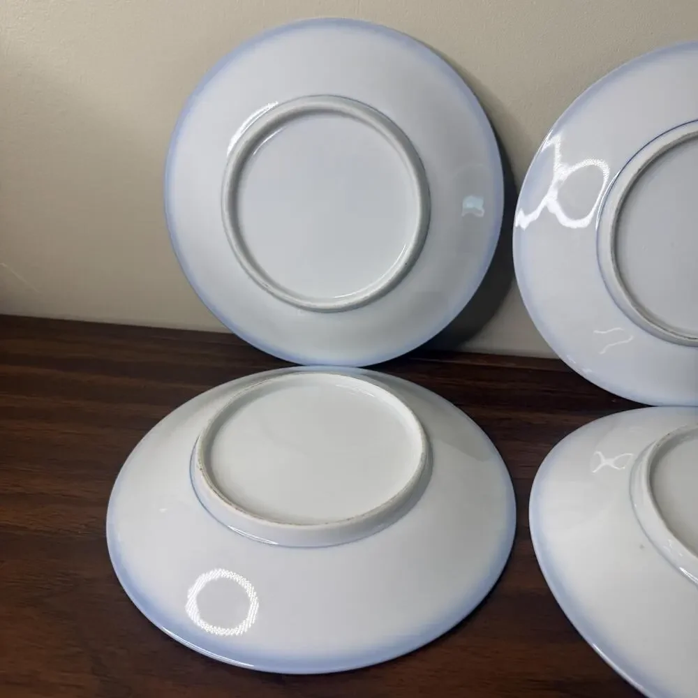 Vintage Otagiri Japan Plate Set Blue and White Porcelain Bamboo Trees