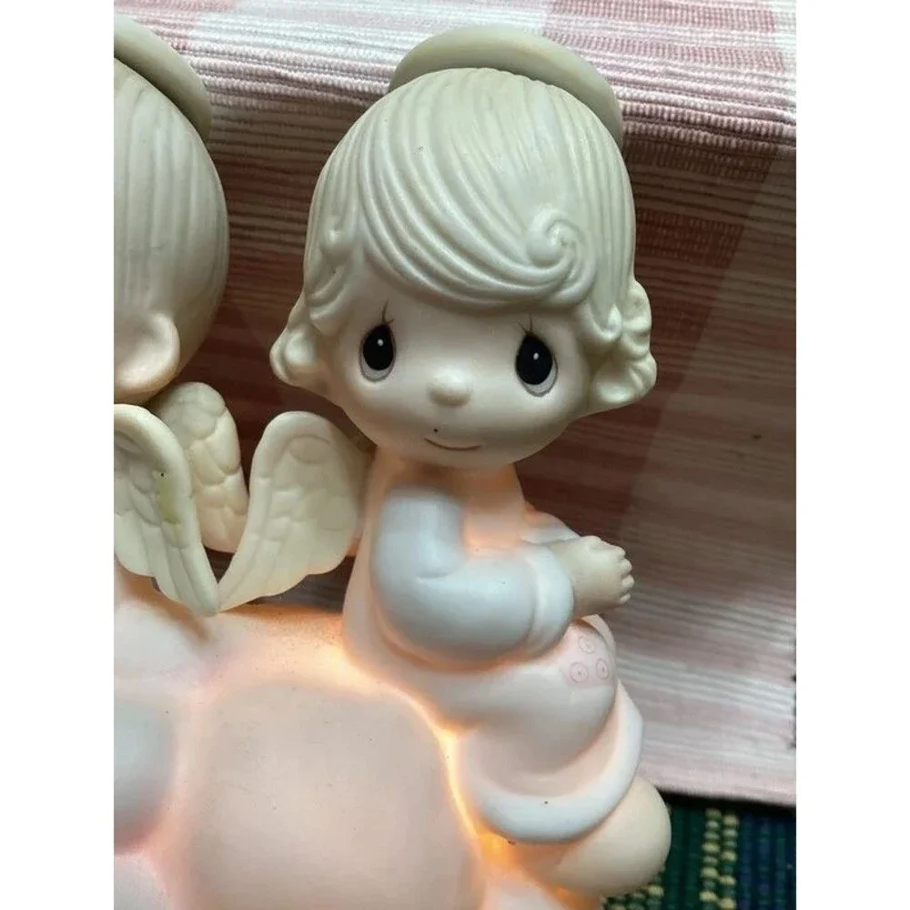 Precious Moments My Guardian Angels Ceramic Night Light 1984 Nursery Decor