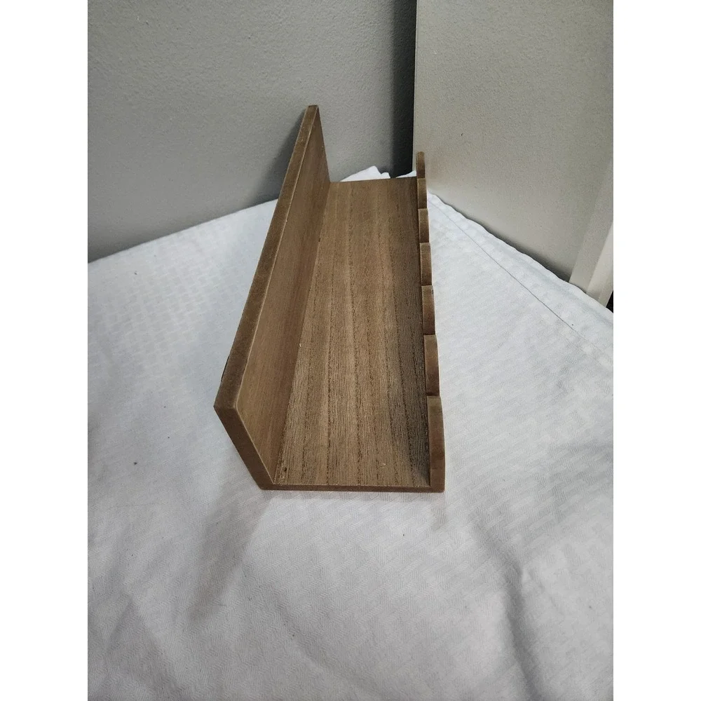 Rustic Brown Wood Scalloped Floating Wall Shelf Ledge 16 Inch Display Rack