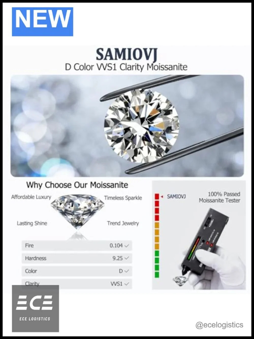 N/A sparkling moissanite