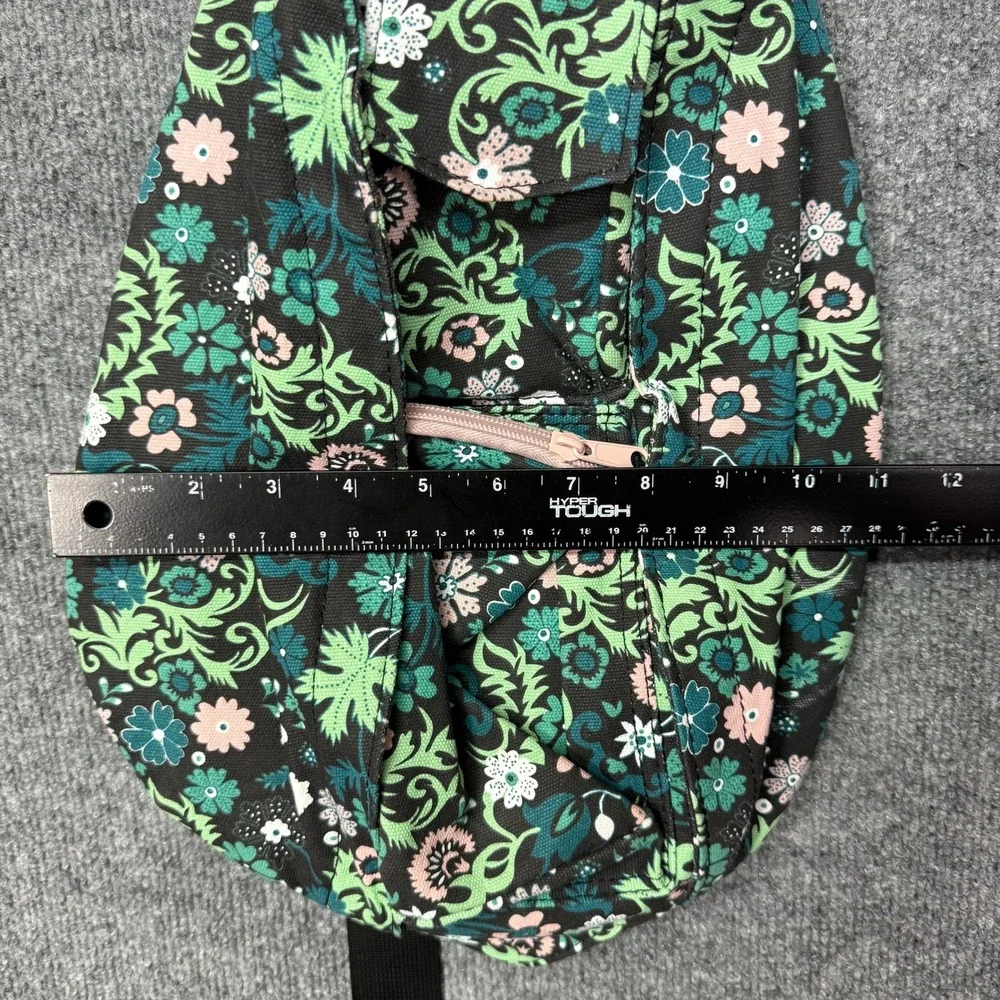KAVU Rope Bag Women Green Floral Canvas Sling Crossbody Hike Backpack Gorpcore