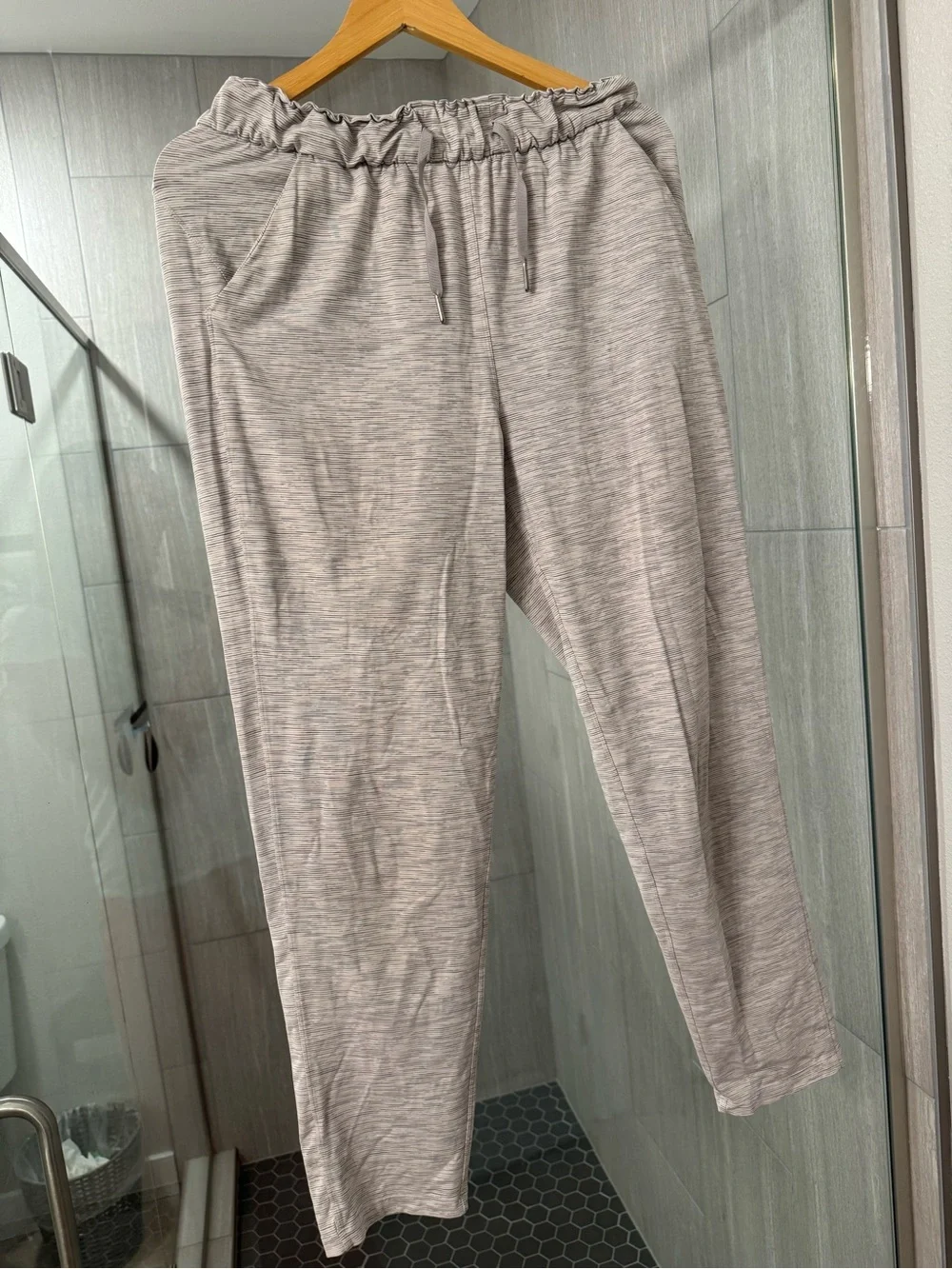 lululemon athletica Heathered Light Gray Joggers with Drawstring Waist