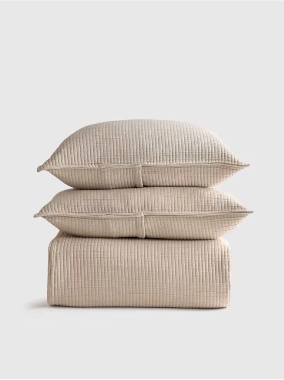 NEW $154 Organic Ribbed Cotton Coverlet Set KING Toffee WITH SHAMS