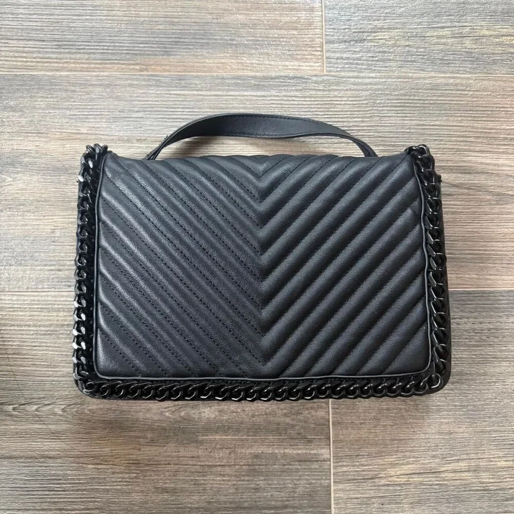 ALDO black chevron-quilted chain shoulder bag