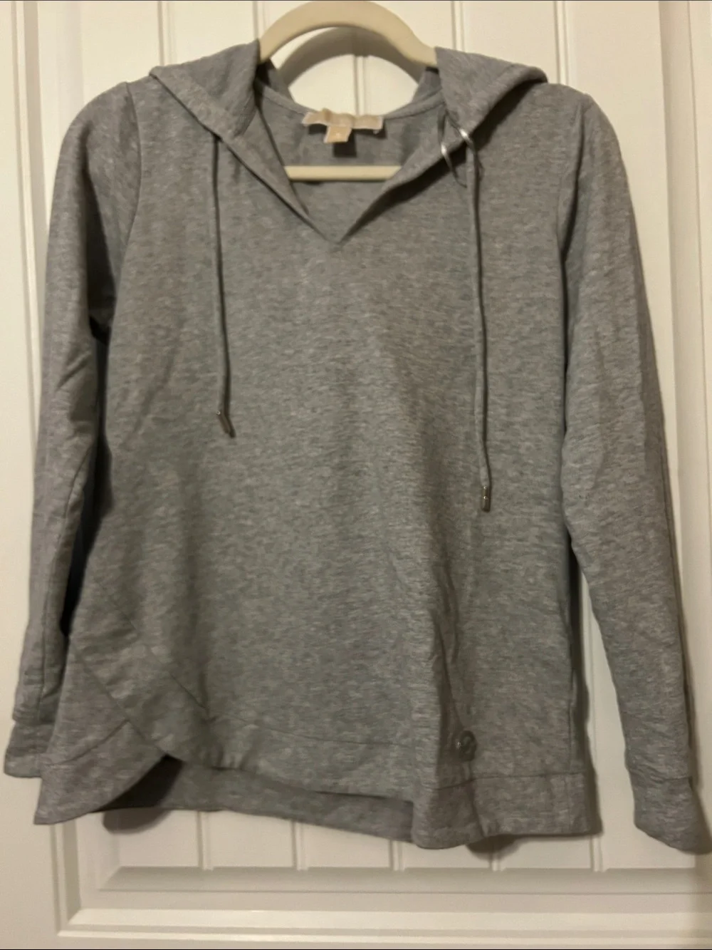 Michael Kors Light Gray Hooded V-Neck Pullover