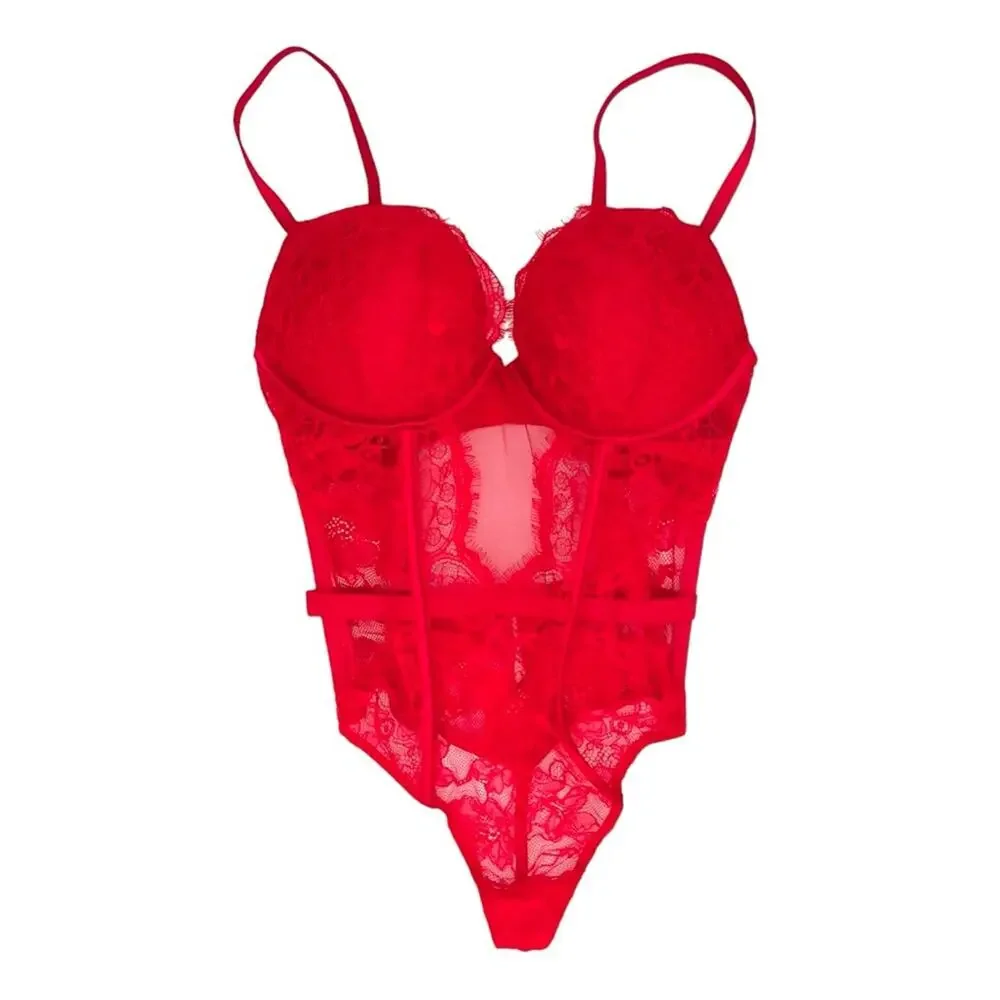 Victoria’s Secret Bombshell Lace Teddy Lipstick Red Size XL