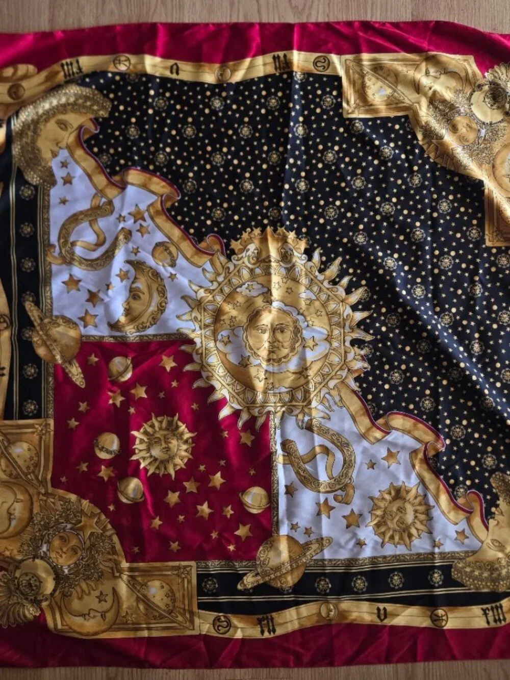Celestial Sun Moon‎ Zodiac Satin Feel Square Scarf
