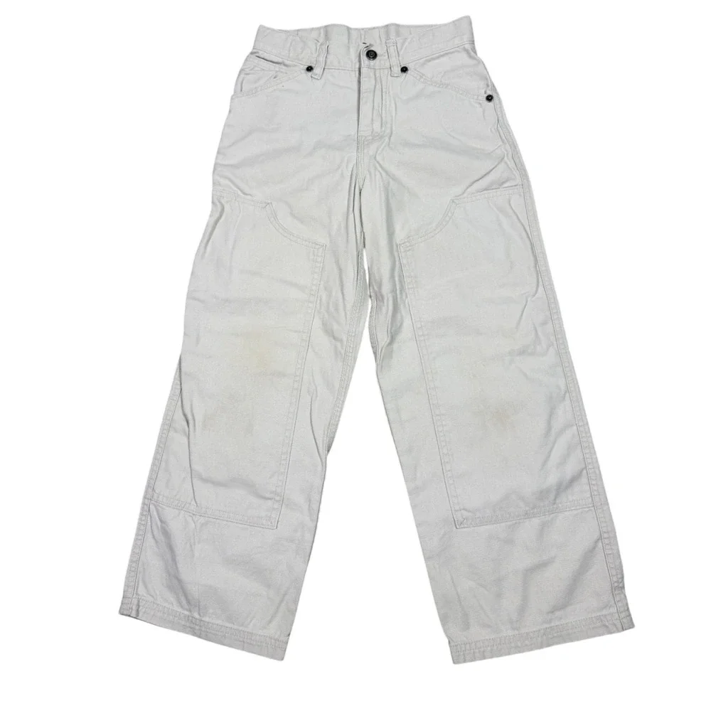 Gap Kids Industrial Worker Carpenter Pant White Canvas Wide Leg Utility Workwear