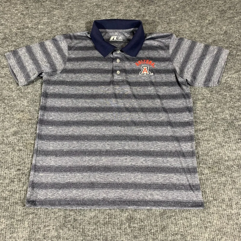 Arizona‎ Wildcats Polo Mens L Blue Gray Golf Striped Performance College NCAA