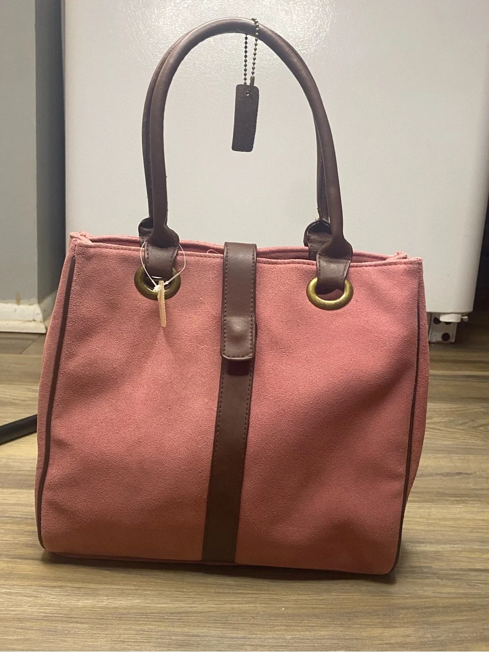 NWT‎ Bath & Body Works Ladies Pink Salmon 100% Leather Suede Handbag