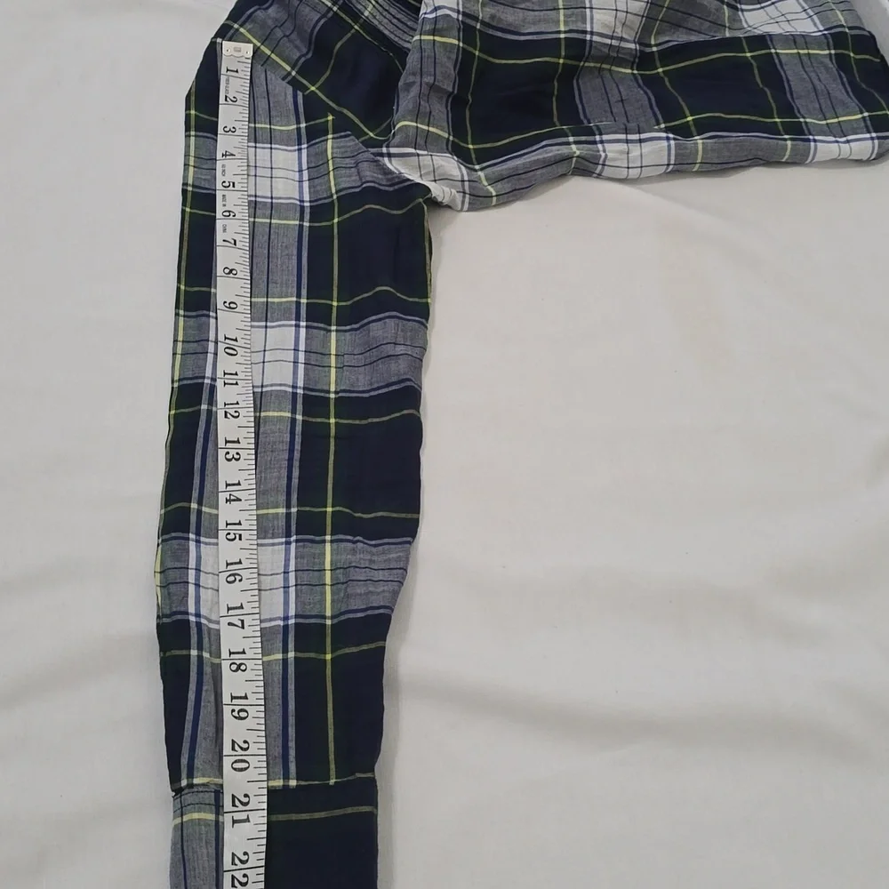 J. Crew Navy and Lime Plaid Button Down Shirt 6‎