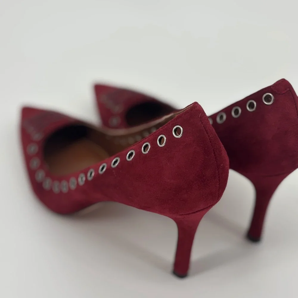 Coach red suede Varrick heels women's 8 date night luxury preppy quiet fall work
