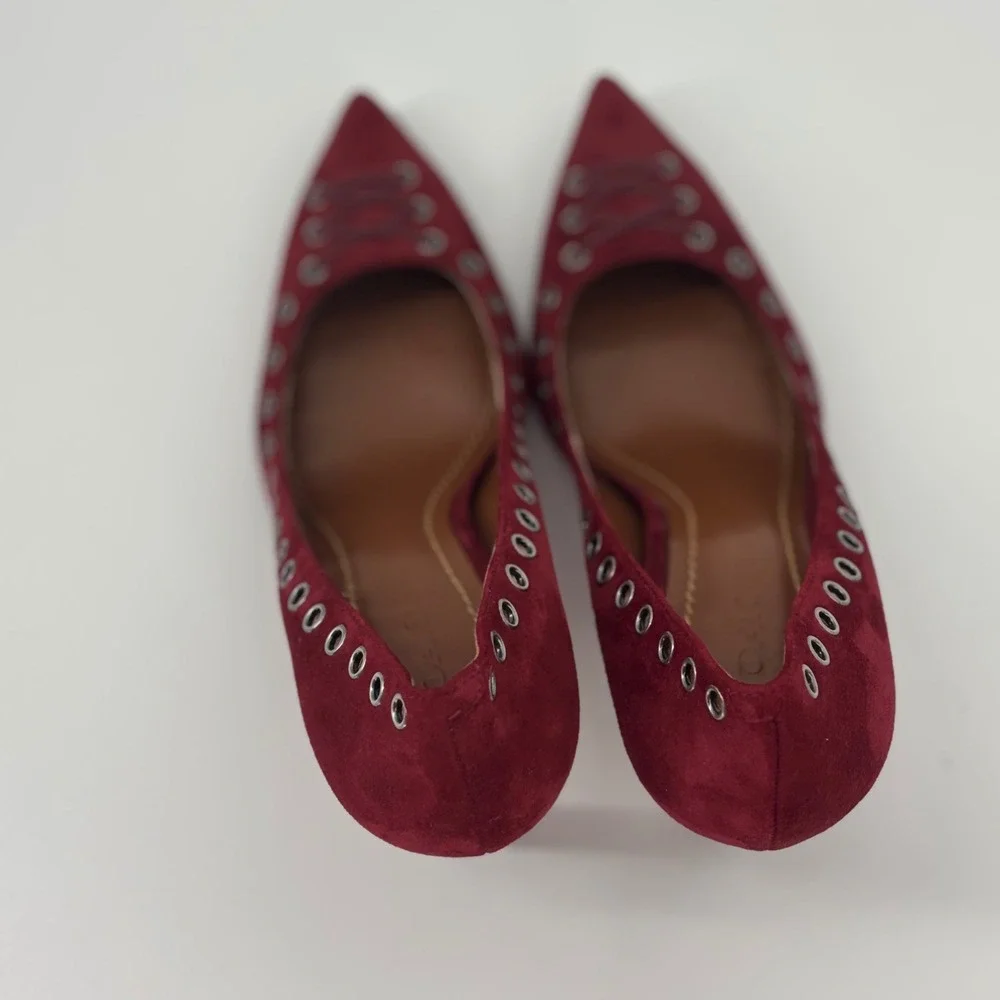Coach red suede Varrick heels women's 8 date night luxury preppy quiet fall work