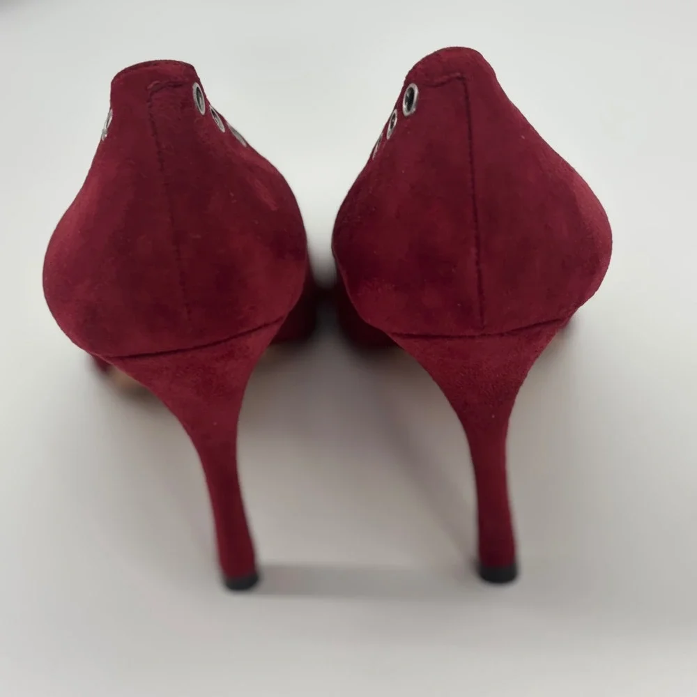 Coach red suede Varrick heels women's 8 date night luxury preppy quiet fall work