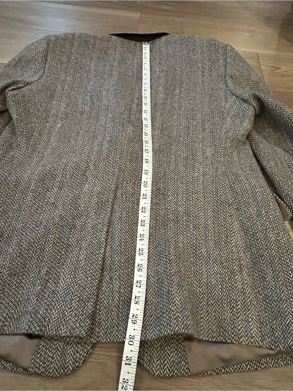 Woolmere 100% Wool Herringbone Sport Coat Elbow Patches Estimated Size 44 46R