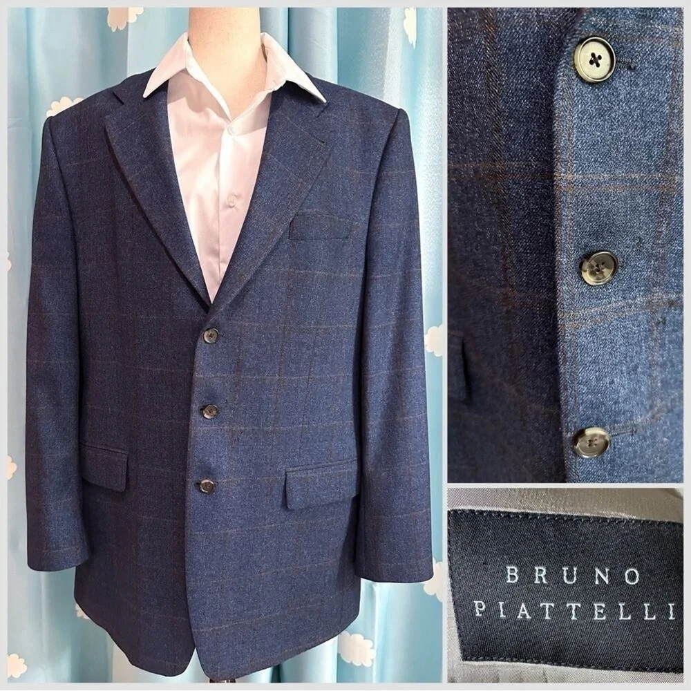 Bruno Piattelli windowpane wool Sportcoat. 43L