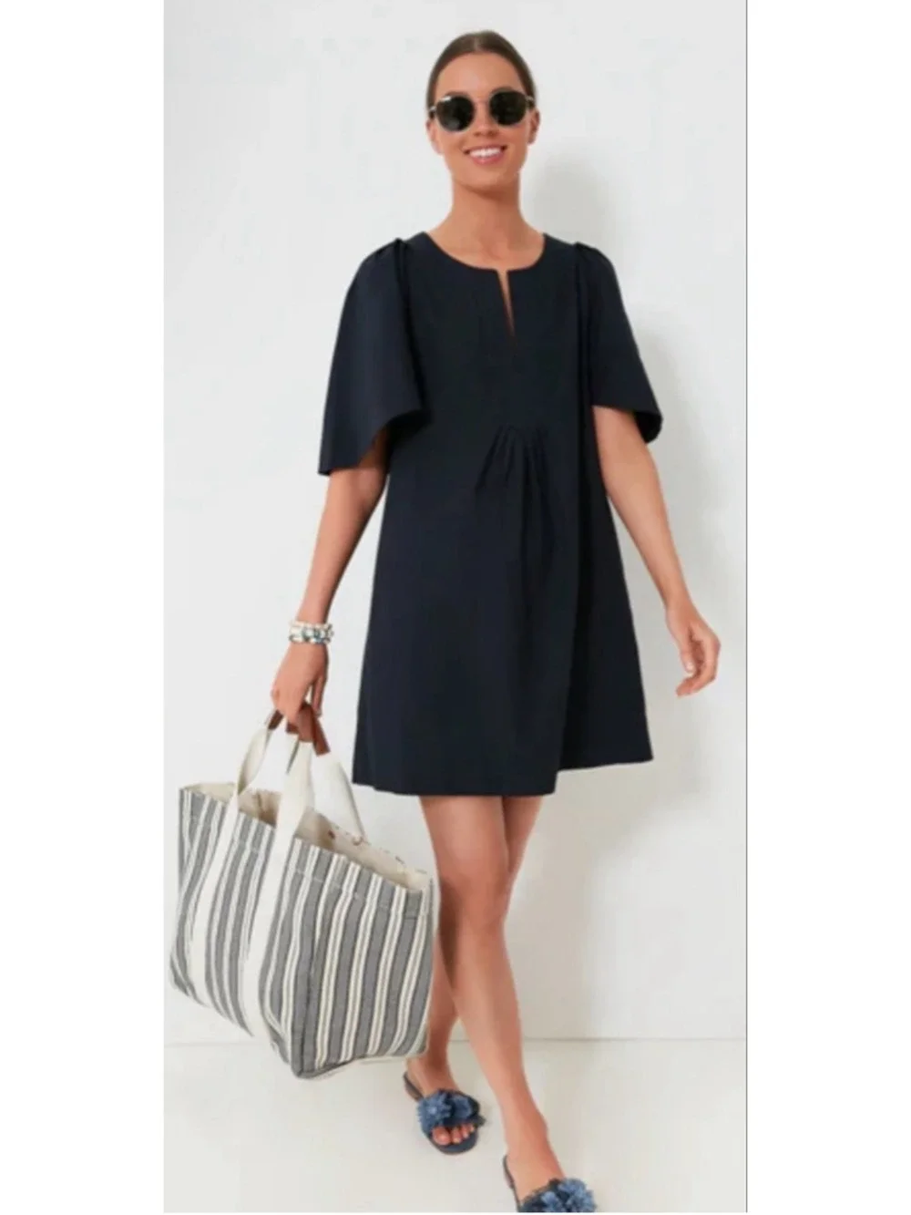 NWT Tuckernuck POMANDER PLACE Navy Finley Flutter Sleeve Mini Dress XL