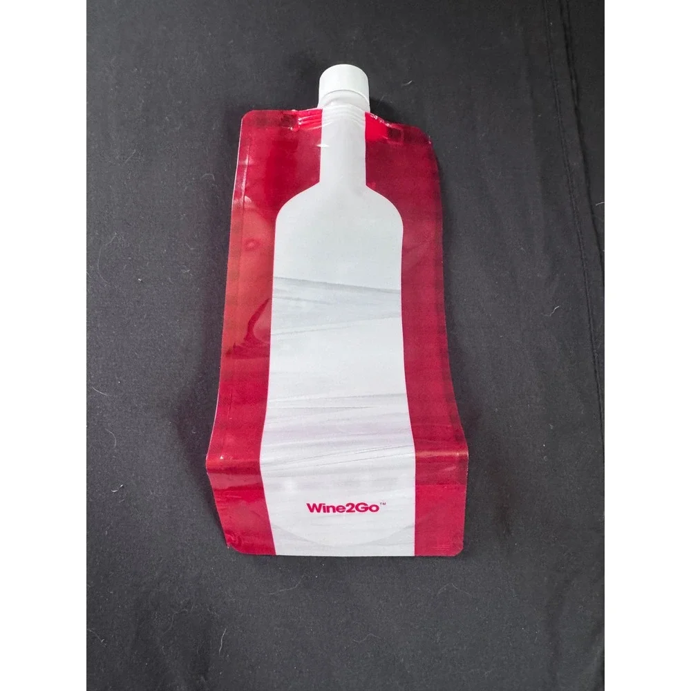 Wine2Go Foldable Wine Flask‎ Red Buffalo Plaid BPA Free 750ml Pouch
