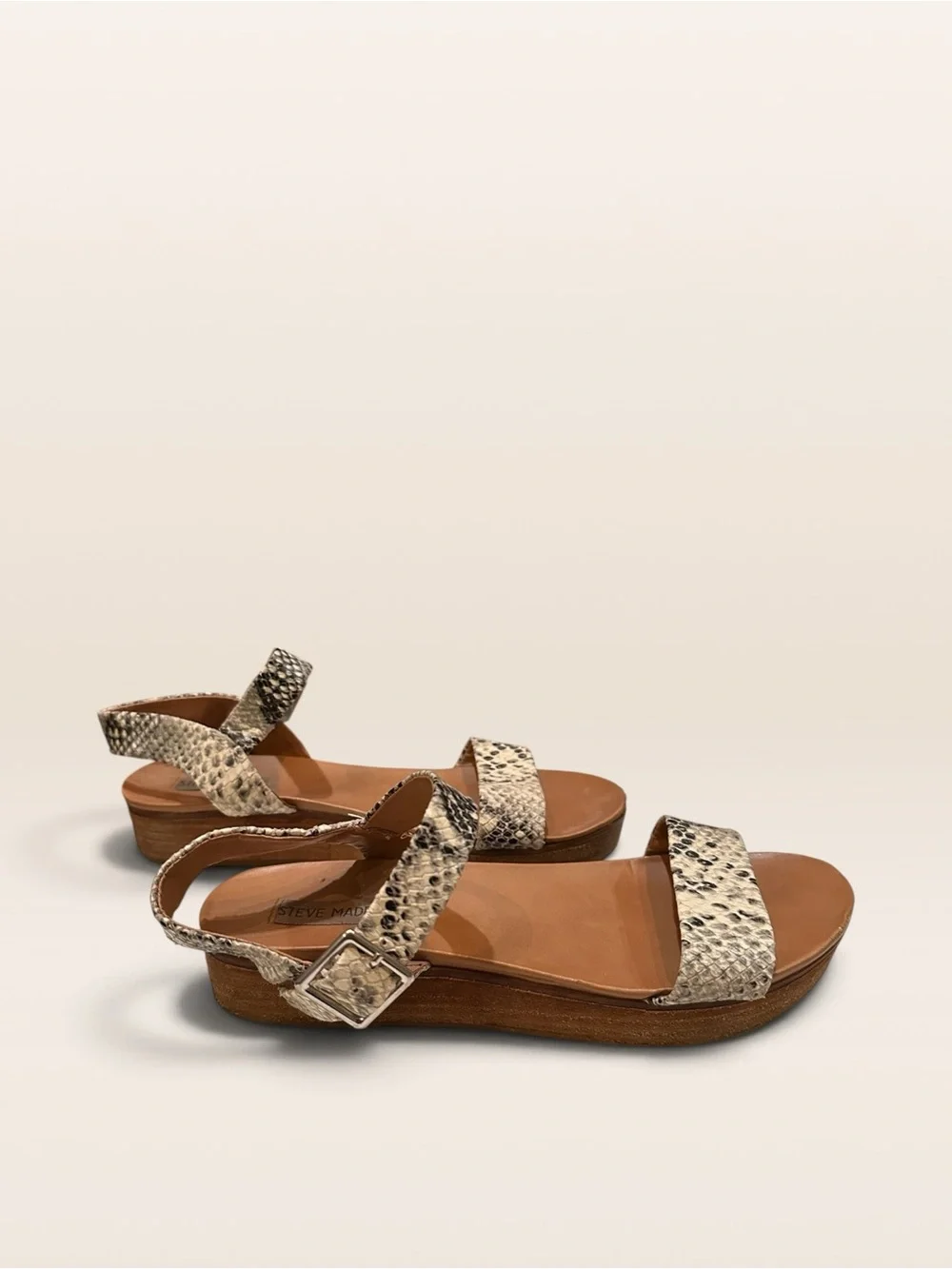 Steve Madden Aida Snake Print Leather Flatform Sandals Size 9M