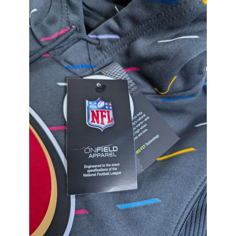 New Nike San Francisco 49ers Crucial Catch Cancer Hoodie Sz M N061-06F-ZUT-KM7