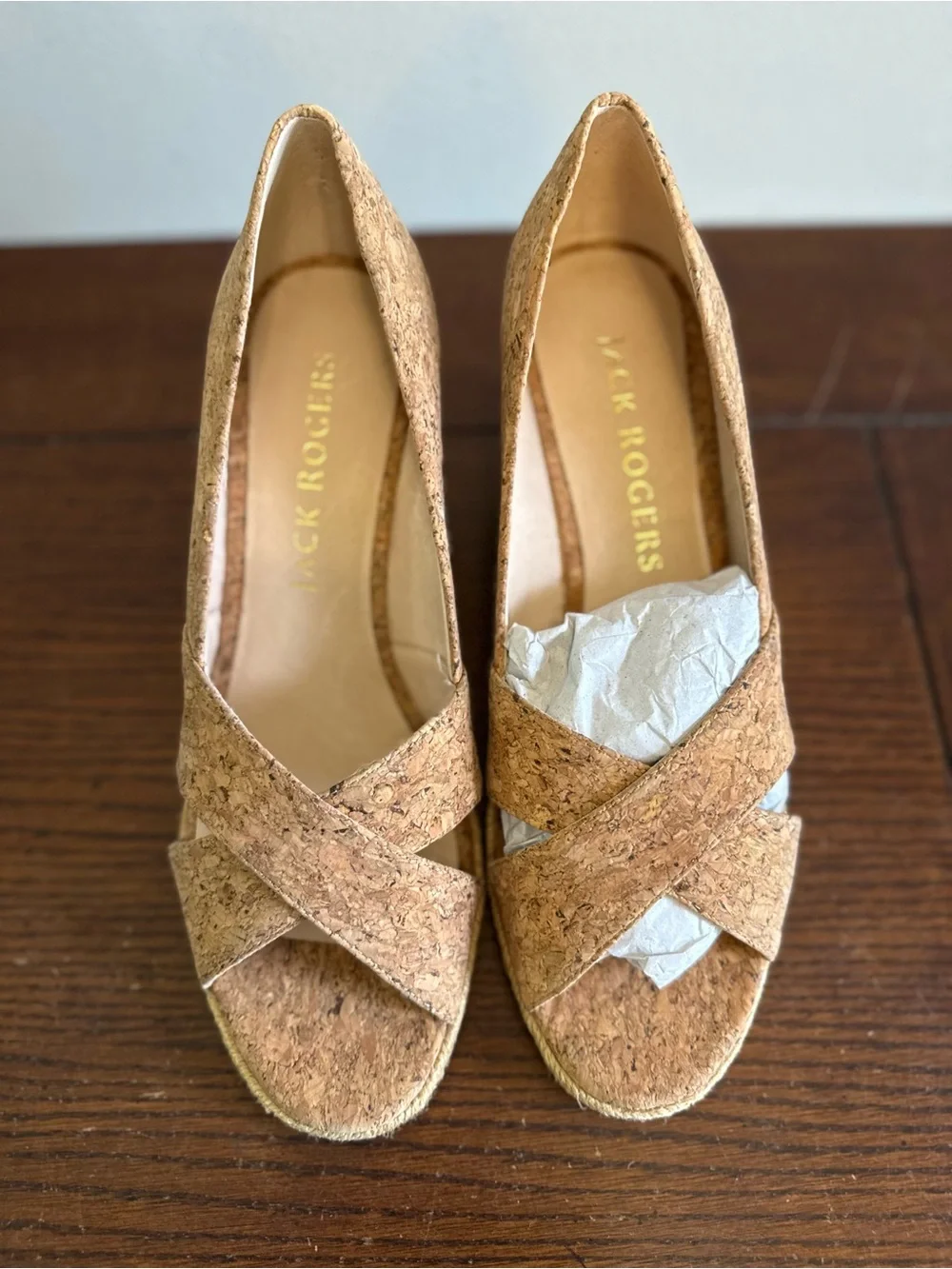 Jack Rogers Palmar Wedge Espadrille Peep-Toe Cork‎ Women's Shoes NEW