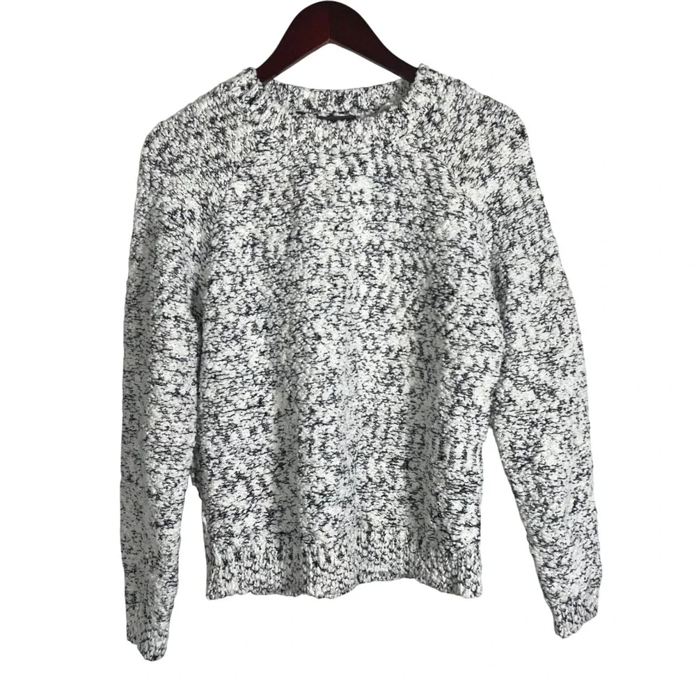 ASTR Marled Knit Sweater Women's M Black White Lace Back‎ Long Sleeve Pullover