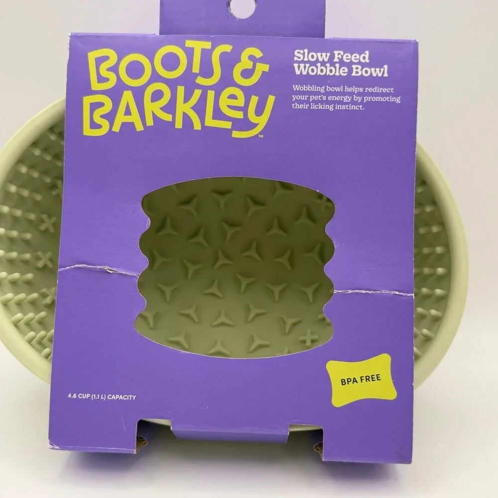Boots & Barkley Pet Slow‎ Feed Wobble Bowl Green 4.6 Cup Capacity BPA Free Dogs