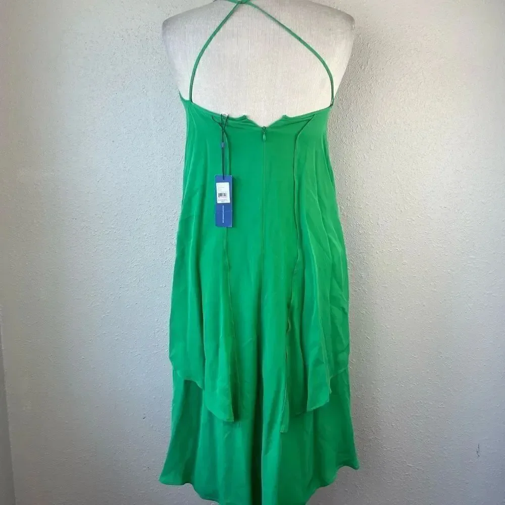 NWT Rebecca Minkoff Green Silk Midi Dress Size XS