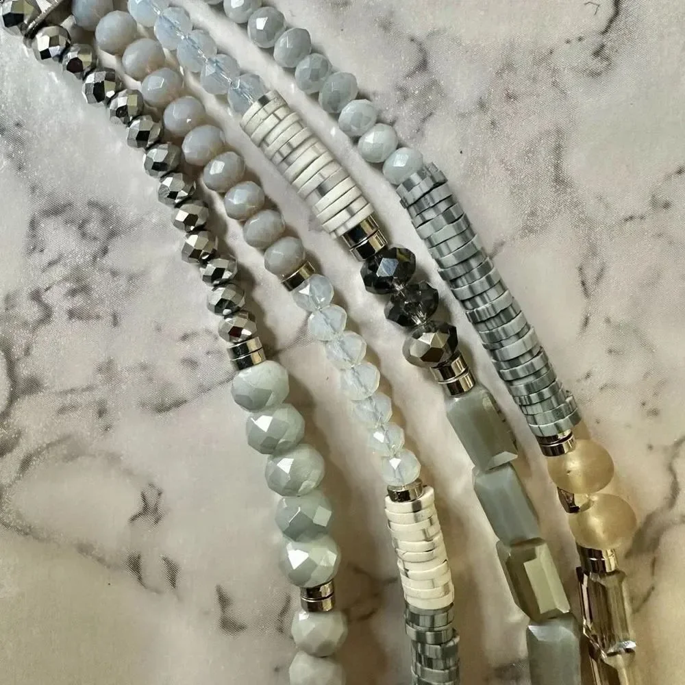 Blue gray white multi strand necklace gorgeous necklace
