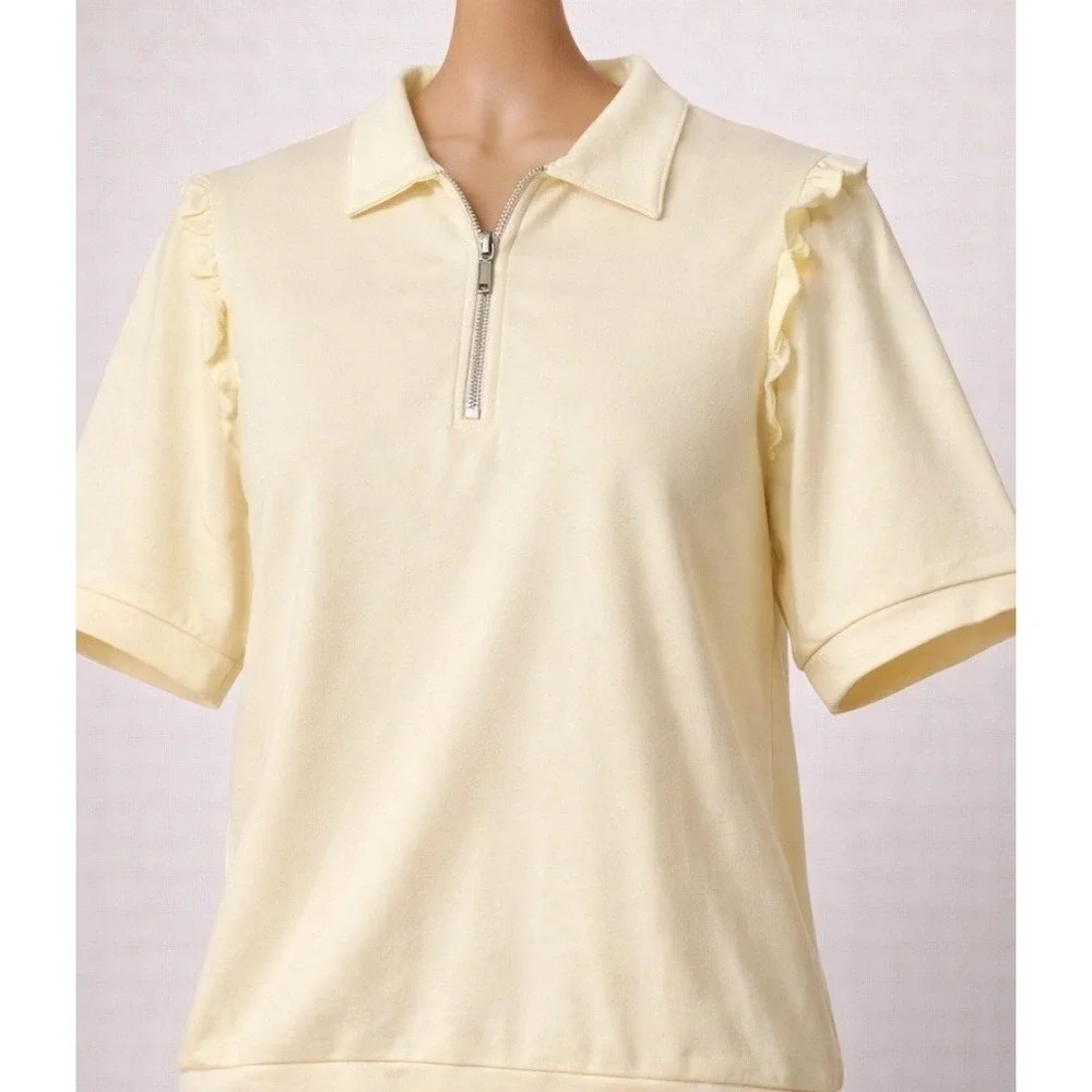 Dance & Marvel‎ Butter Yellow Quarter Zip Top – Womens Medium – NWT