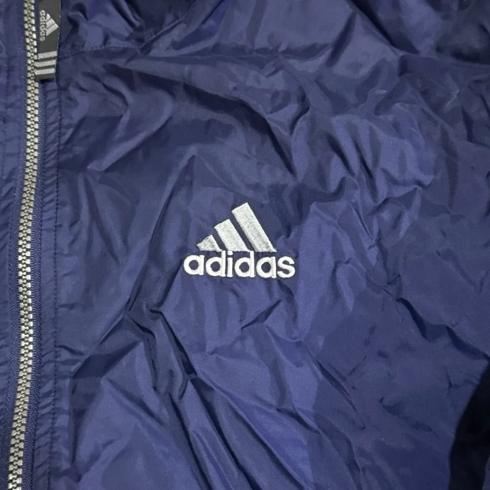 Vintage 90s Adidas Full Zip Windbreaker Navy Blue /‎ Gray Jacket Size Medium