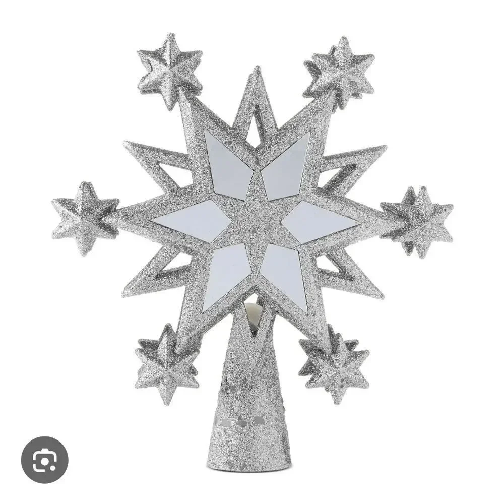 NEW! LED Projection Snowflakes Christmas Tree Topper Silver 11