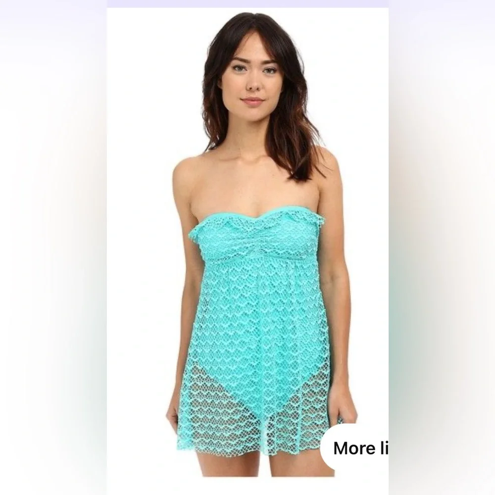 Nautica Absolutely Shore Soft Cup Bandeau Swim Dress Turquoise Size 6