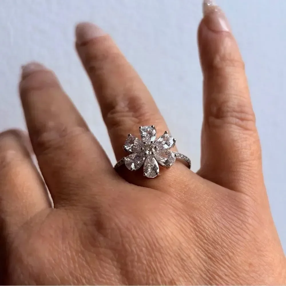 The blossom ring in 925 silver and lab created stones sz 9