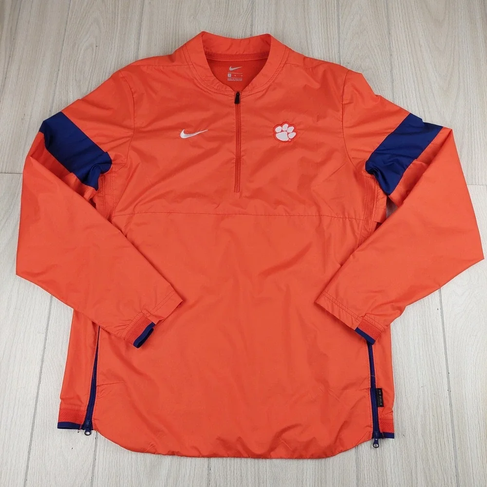 Nike Clemson Tigers Windbreaker Mens Medium‎ Orange Quarter-Zip On-Field Jacket