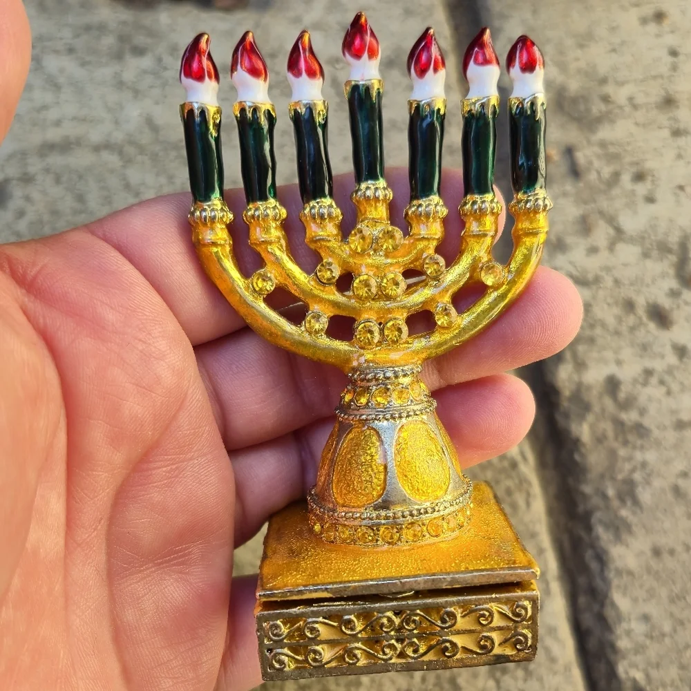 Gold and Red Decorative Menorah Accent‎