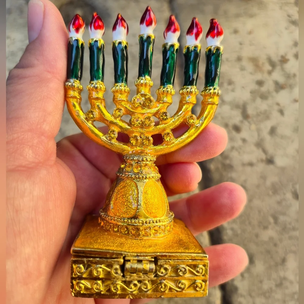 Gold and Red Decorative Menorah Accent‎