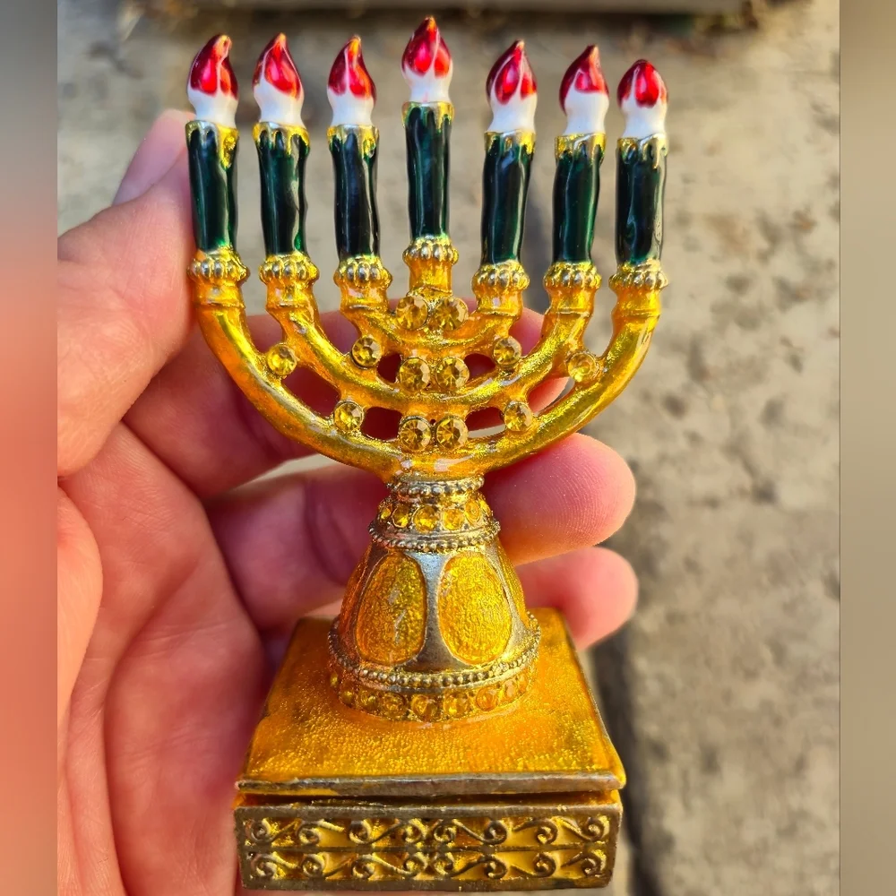 Gold and Red Decorative Menorah Accent‎